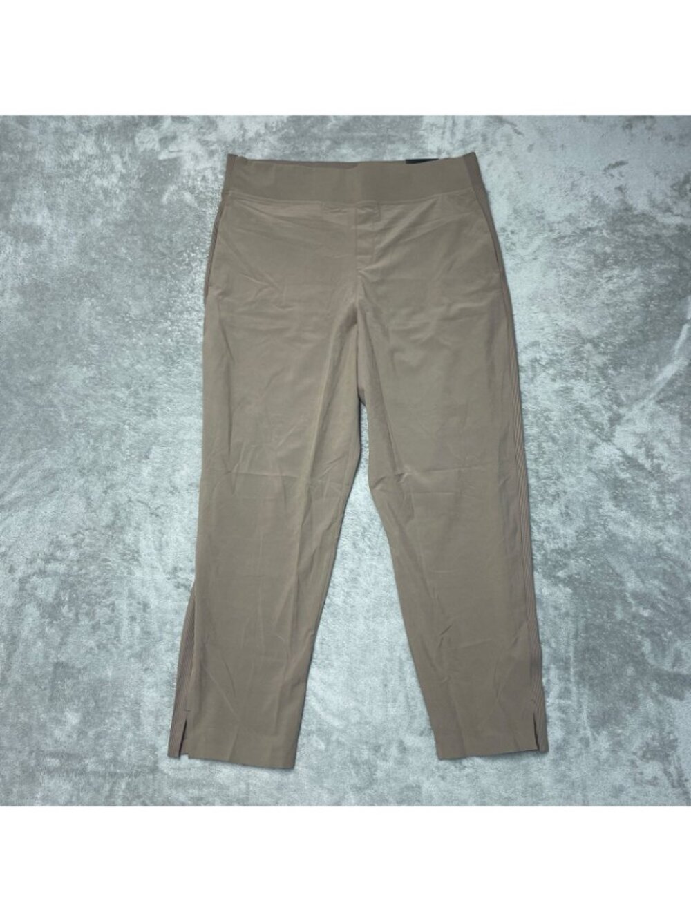 NWT Kirkland Signature L Ankle Pants Pullon Rib Panel Tan  G2241 - Picture 4 of 15